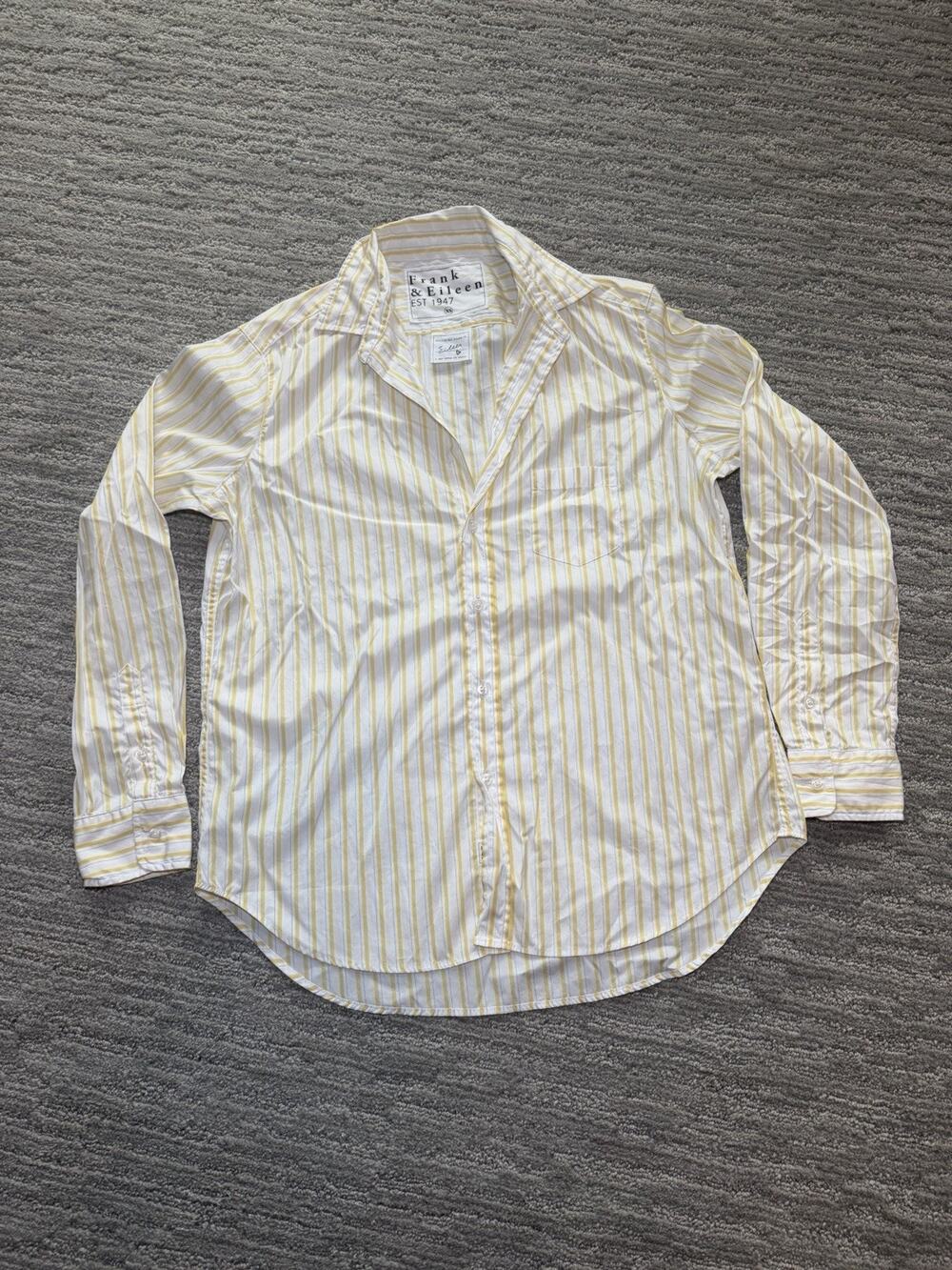 Frank & Eileen 'Eileen' Shirt Womens XS White Yellow White Striped Button Blouse